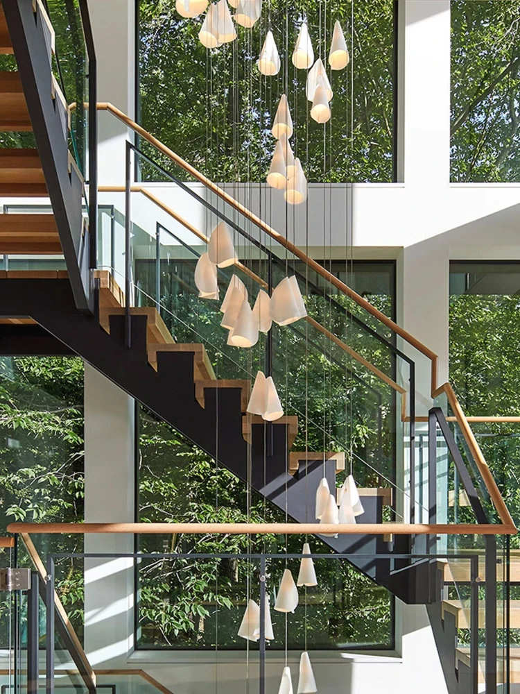 

LED Rotating Staircase Chandelier Creative Designer Light Luxury Modern And Simple Loft Hotel Lobby Villa Restaurant Chandelier