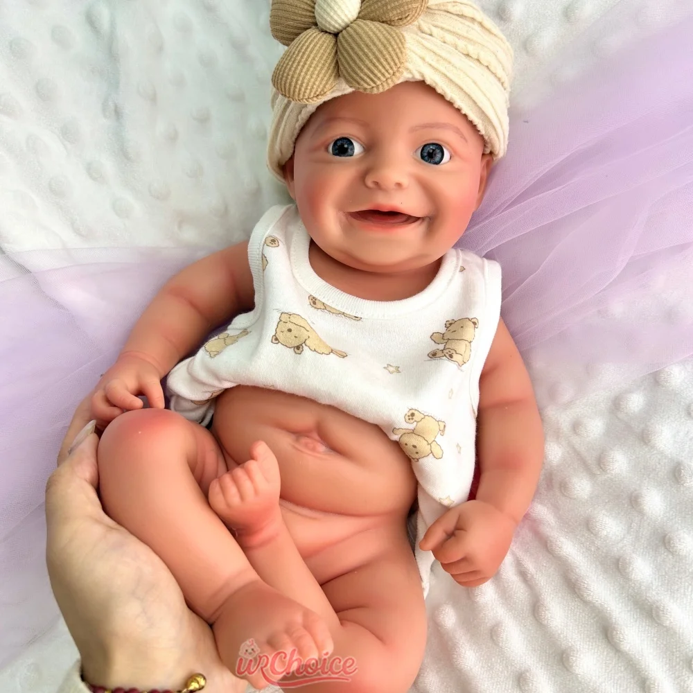 

42cm Realistic Appearance Silicone Reborn Baby Girl Open Blue Eyes 3D Skin Weighted Newborn Doll for Anxiety Relief Gift