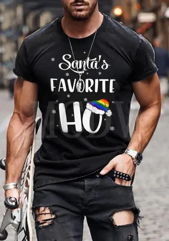 2023 Summer Men's  Santa's Favorite  T-Shirt The Colorful The Best He Him Hole LGBT3D Printed T Shirt