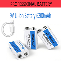 9V 6800mAh Li-ion Rechargeable Battery USB Charging for Multimeter/Microphone/Toy/KTV/Remote Control 9 Volt Lithium Battery