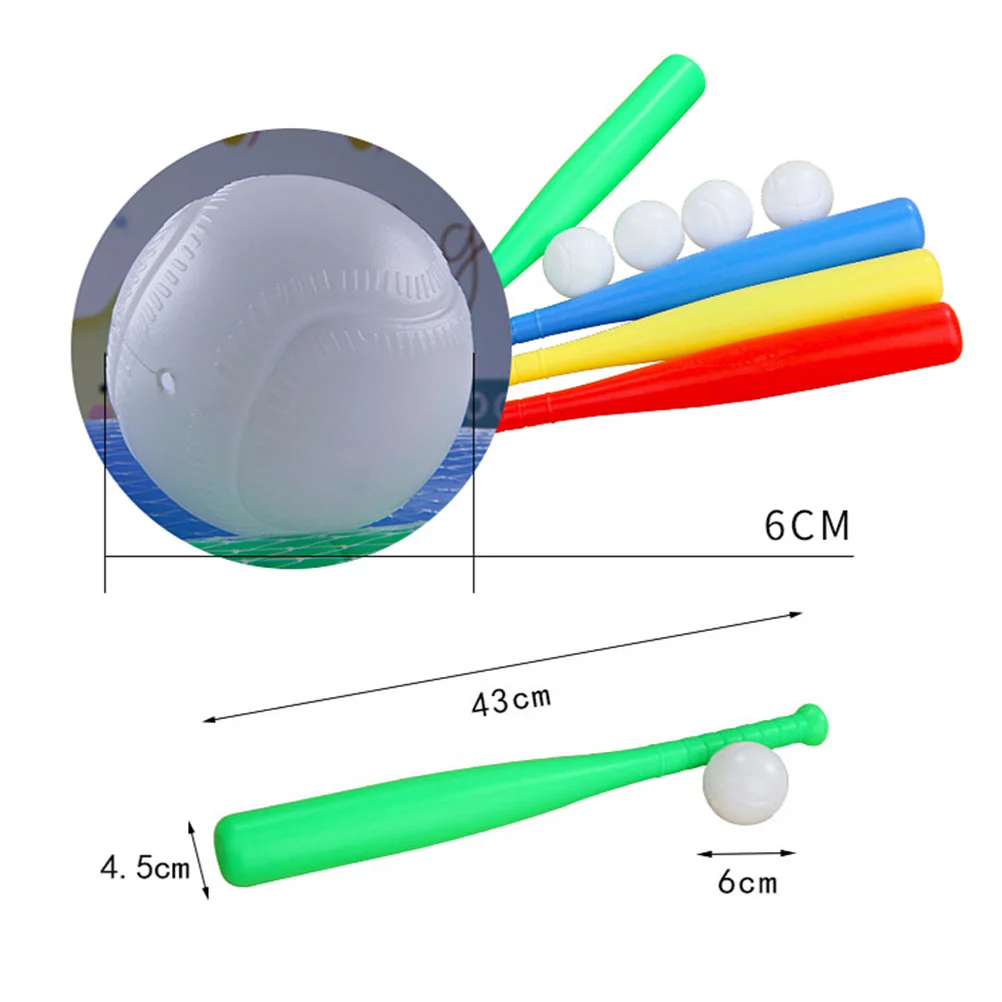 1 conjunto de beisebol de plástico melhor conjunto de beisebol esportivo kit de brinquedos educativos para crianças (cor aleatória, 3 peças de morcegos + 3 peças de beisebol