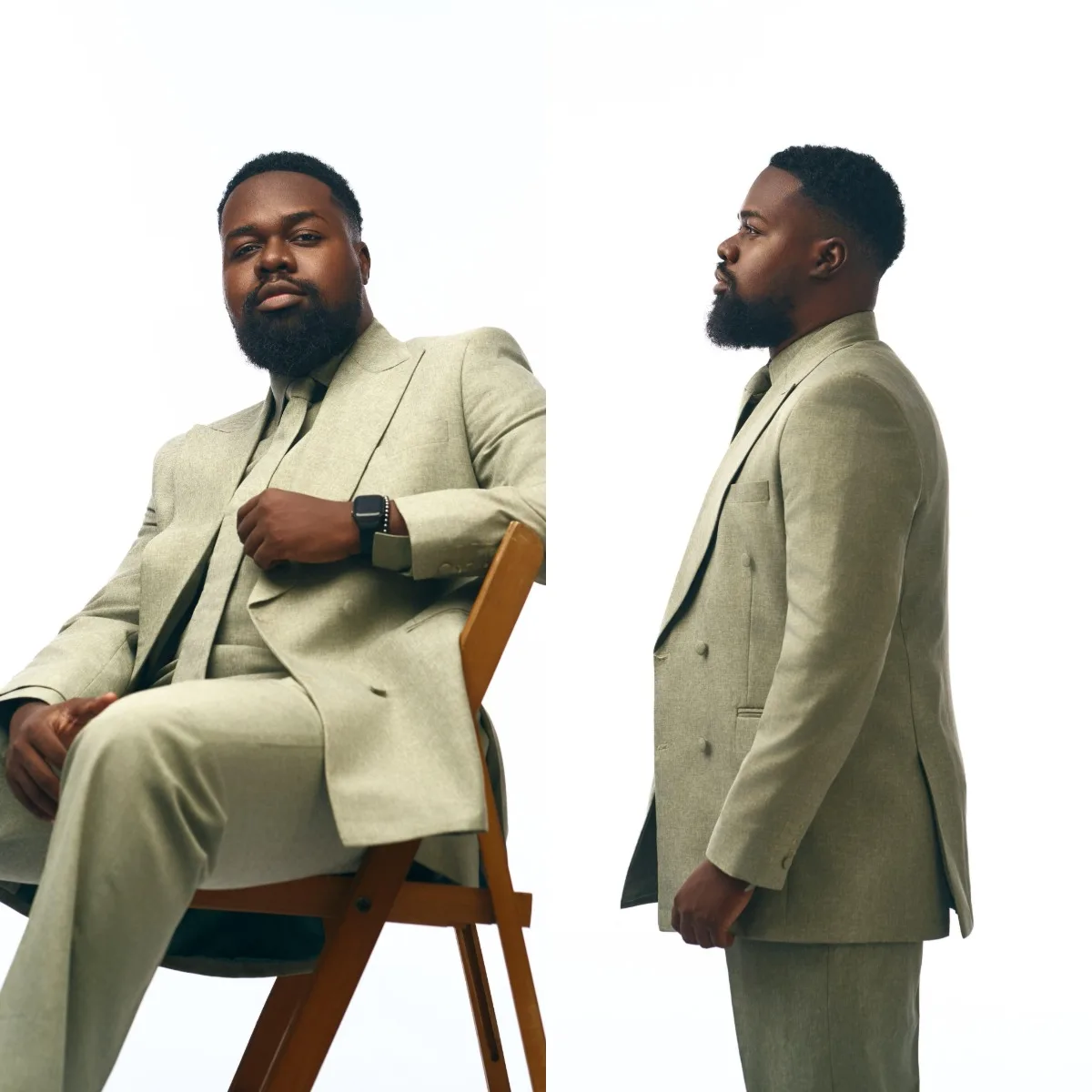Elegant Men Jacket Pants Suit Peaked Lapel Double Breasted Slim Fit Simple Formal Set 2 Piece Casual Office Wear Custom Made