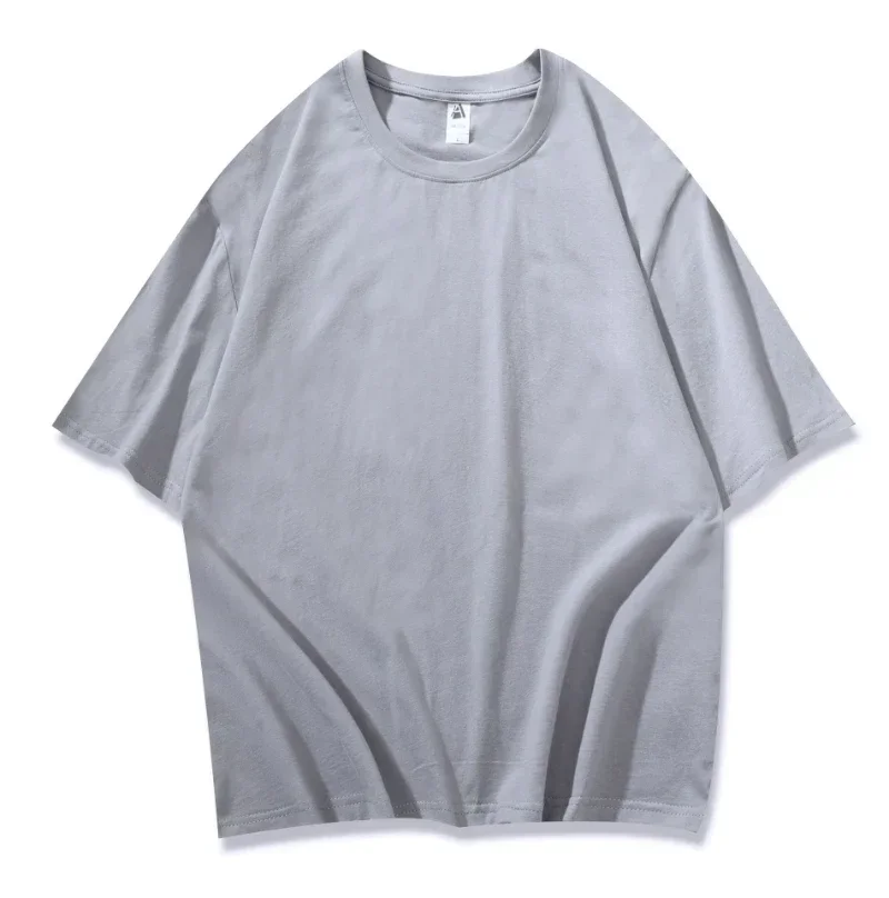 Plus Size DIY Advertising Shirt Short-sleeved Versatile Round-neck Solid-color Cotton T-shirt Loose Shoulder Design Customizable