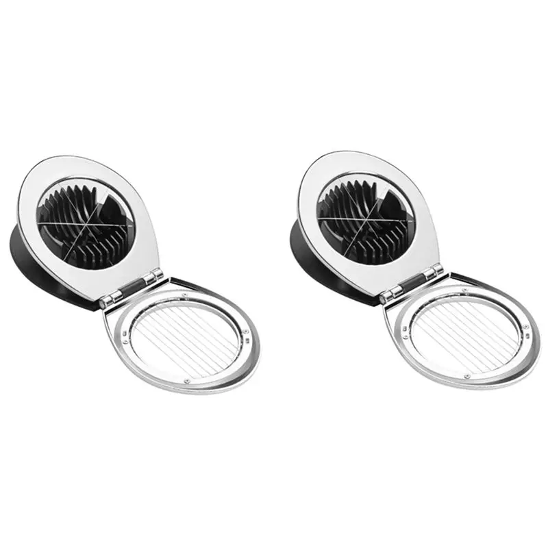 

AT84-2Pcs Egg Slicer Stainless Steel Egg Slicer For Hard Boiled Eggs Dishwasher Safe Heavy Duty Egg Cutter Kitchen Helper