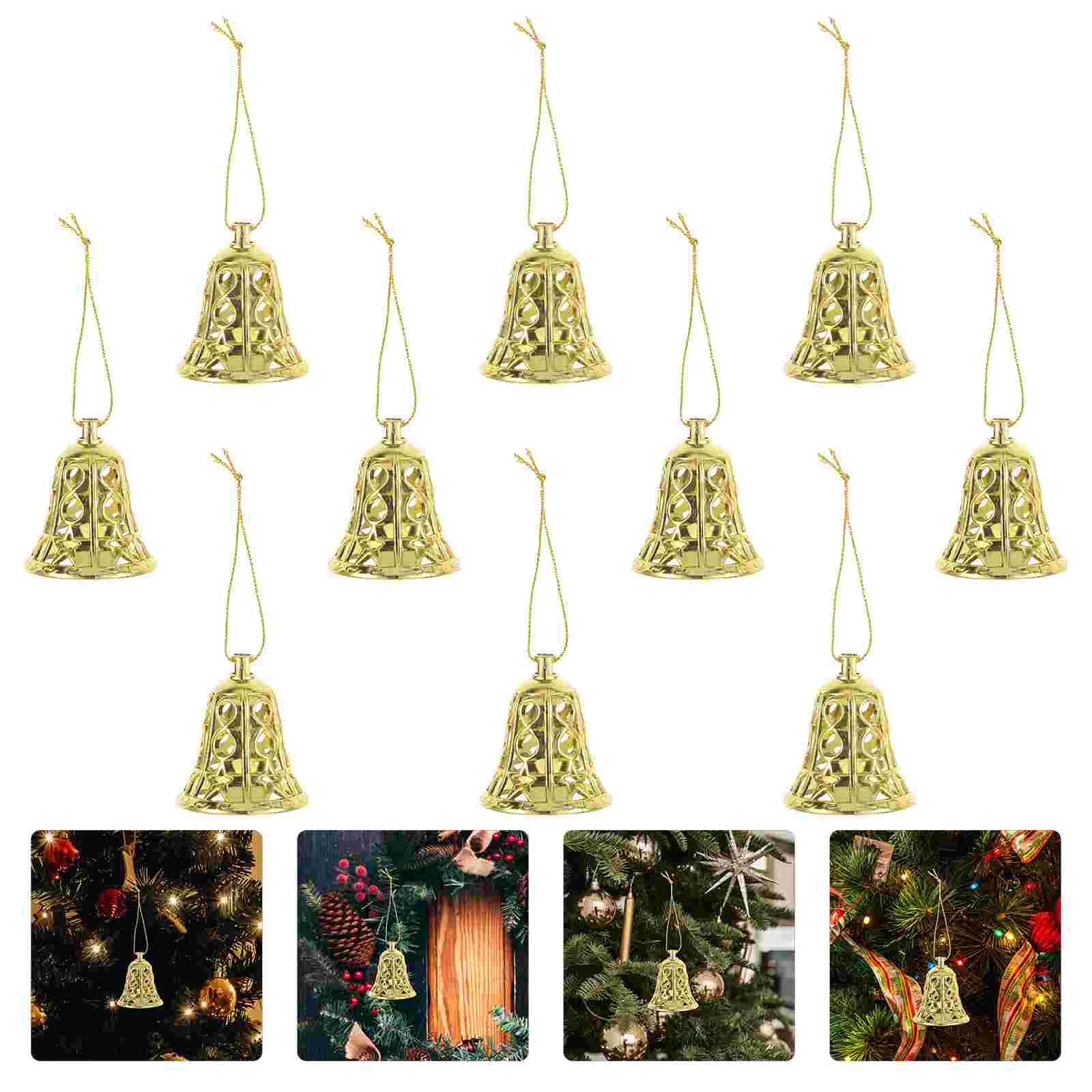 12 Pcs Christmas Bell Tree Decoration Pendant Stair Handrail Decorations The Shop Showcase Hanging Ornament Plastic Supplies