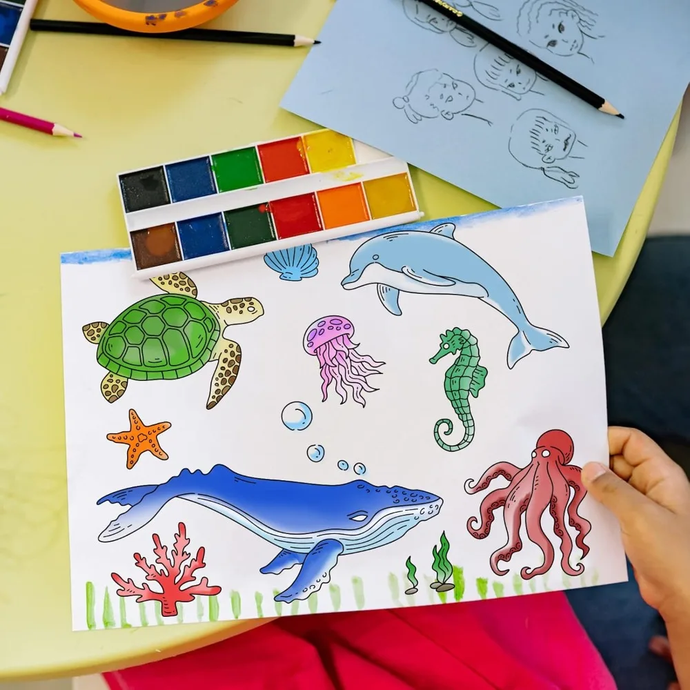 2Pcs 11x8.6 Inch Sea Animal Self-Adhesive Silk Screen Printing Stencil Sea Turtle Whale Silk Screen Stencil Jellyfish Octopus - view 6