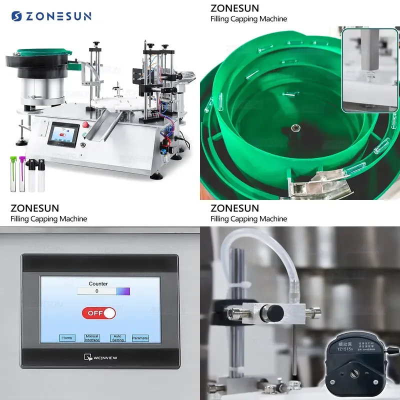2026 Hot ZS-AFC7C Peristaltic Pump Liquid Monoblock Rotary Essential Oil Perfume Vials Filling Capping