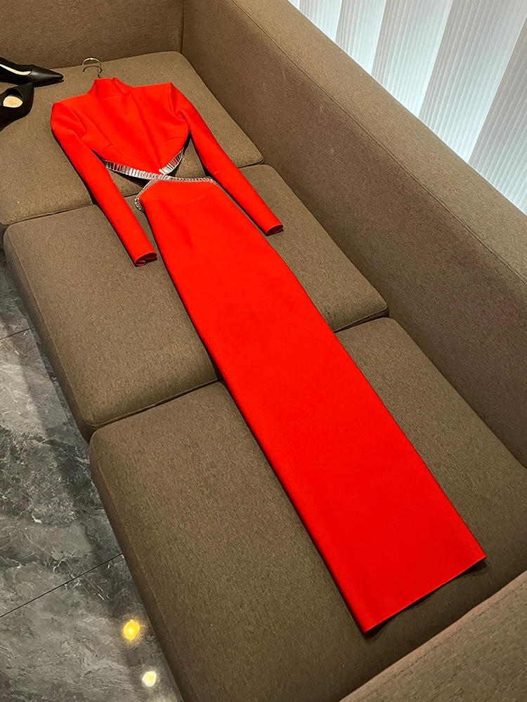 Vestido de Noche Ne sin Espalda con Diseño de Diamantes Incrustados Estilo Hebe, Falda Larga, Vestido de Mujer E y ...