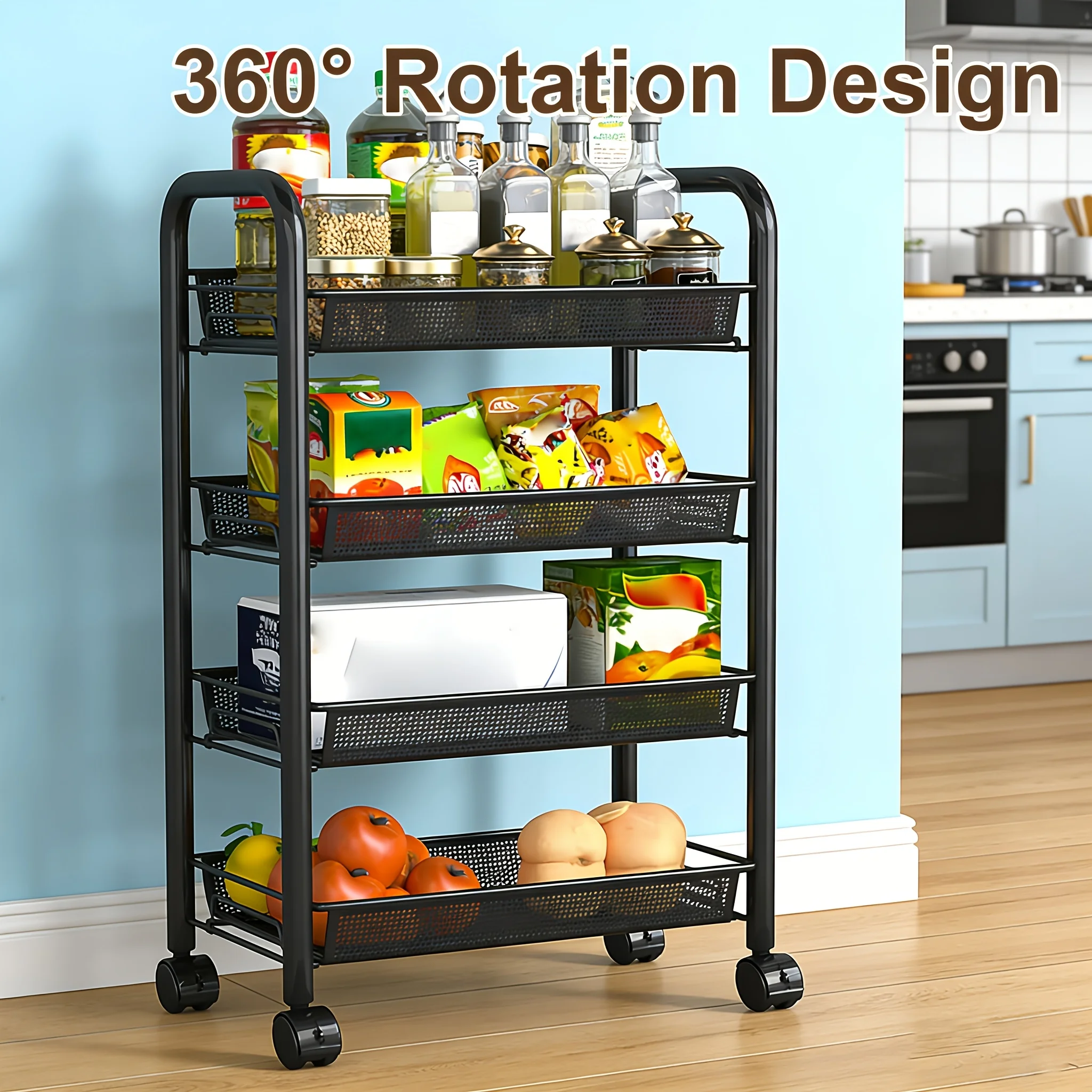 Picture 5: Multifunctional Multi-tier Rolling Storage Trolley – A Compact,space-saving Storage Unit in The Bathroom,kitchen and Living Room
