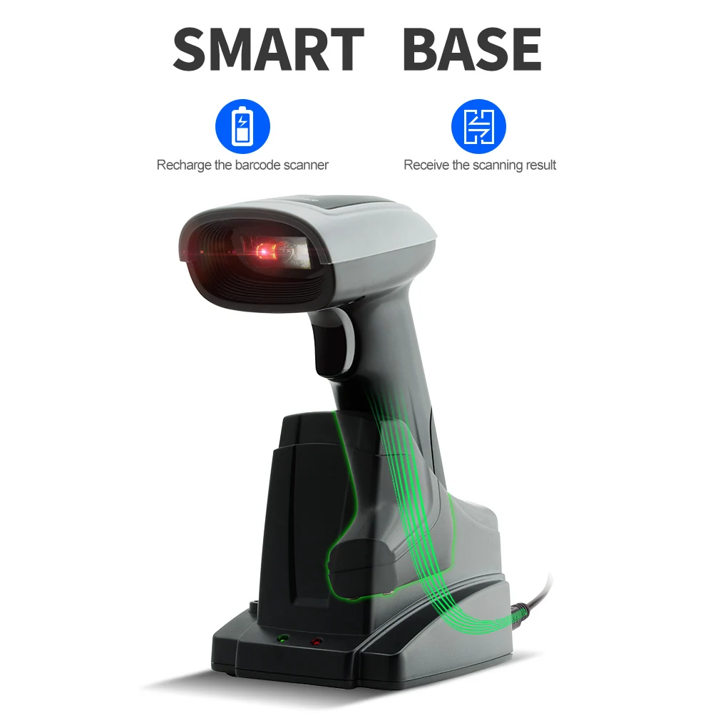 GTCODESTAR X-1901C Factory Price Android Barcode Scanning Gun USB Wireless 2D Qr Code Scanner with Charge Base
