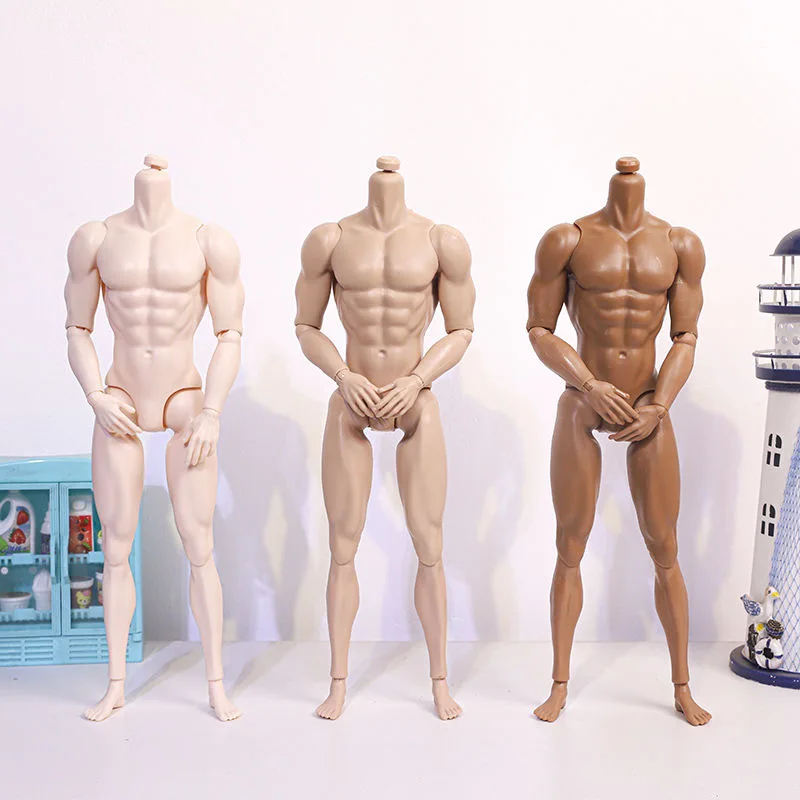 30cm Male Doll's Soldier Sports Muscle Body For 1/6 FR Doll With White/ Normal/Tan Skin Doll Toys Accessories