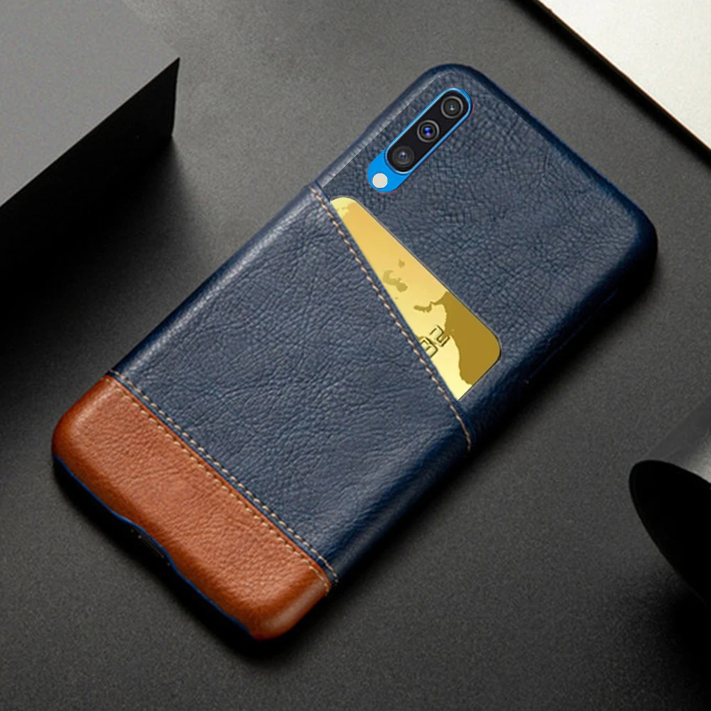 Luxury Case For Samsung A50 Case Mixed Splice PU Leather Card Slots Holder Cover For Samsung Galaxy A50 A 50 2019 A505 A505F