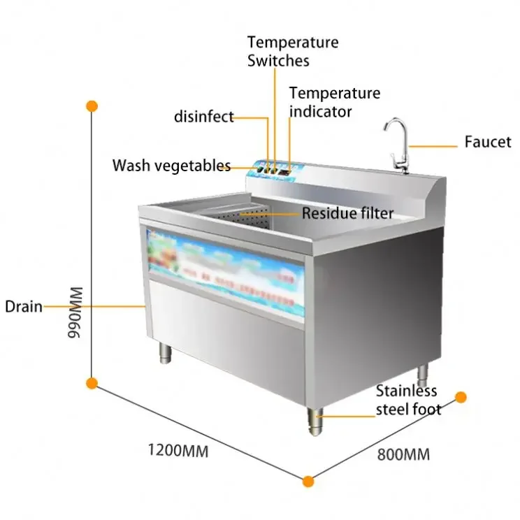 Máquina De Lavar Roupa De Bolha De Aço Inoxidável, Limpador De Vegetais, Lavadora, SUS 304