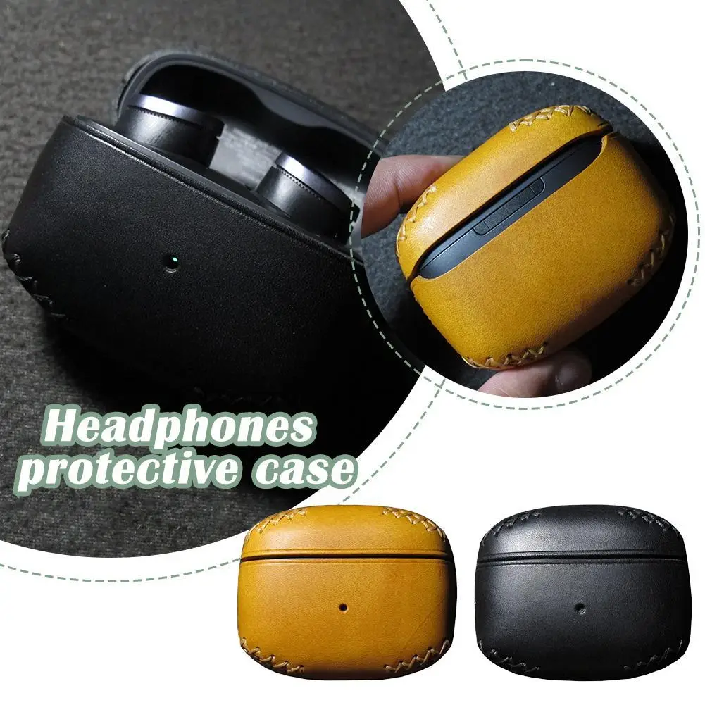 Headset Protective Case For Bowers & Wilkin PI8 Earphone Protector Cover Genuine Leather Headphone Accessories