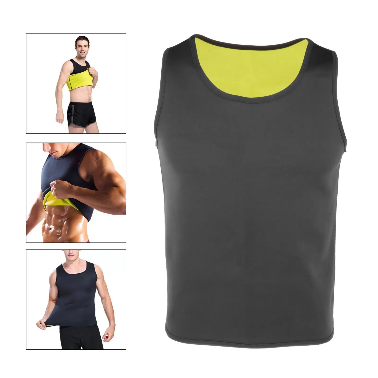 Men Sauna Vest Compression Sweat Shirt Tank Top Waist Trainer Slimming