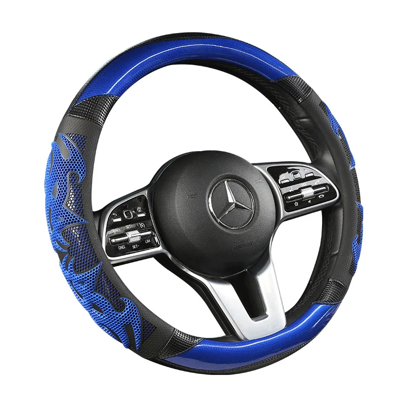 38cm Car Steering Wheel Cover Handle Cover Carbon Fiber Breathable Wear Resistant Steering Wheel Holster Four Seasons Available