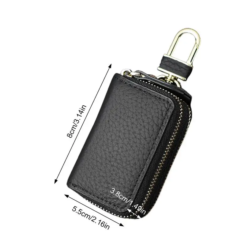 Car Key Protector Case Signal Blocker Bag Shielded Signal Zipper Case PU Leather Anti-Hacking Anti-Theft Key Pouch Faraday Box