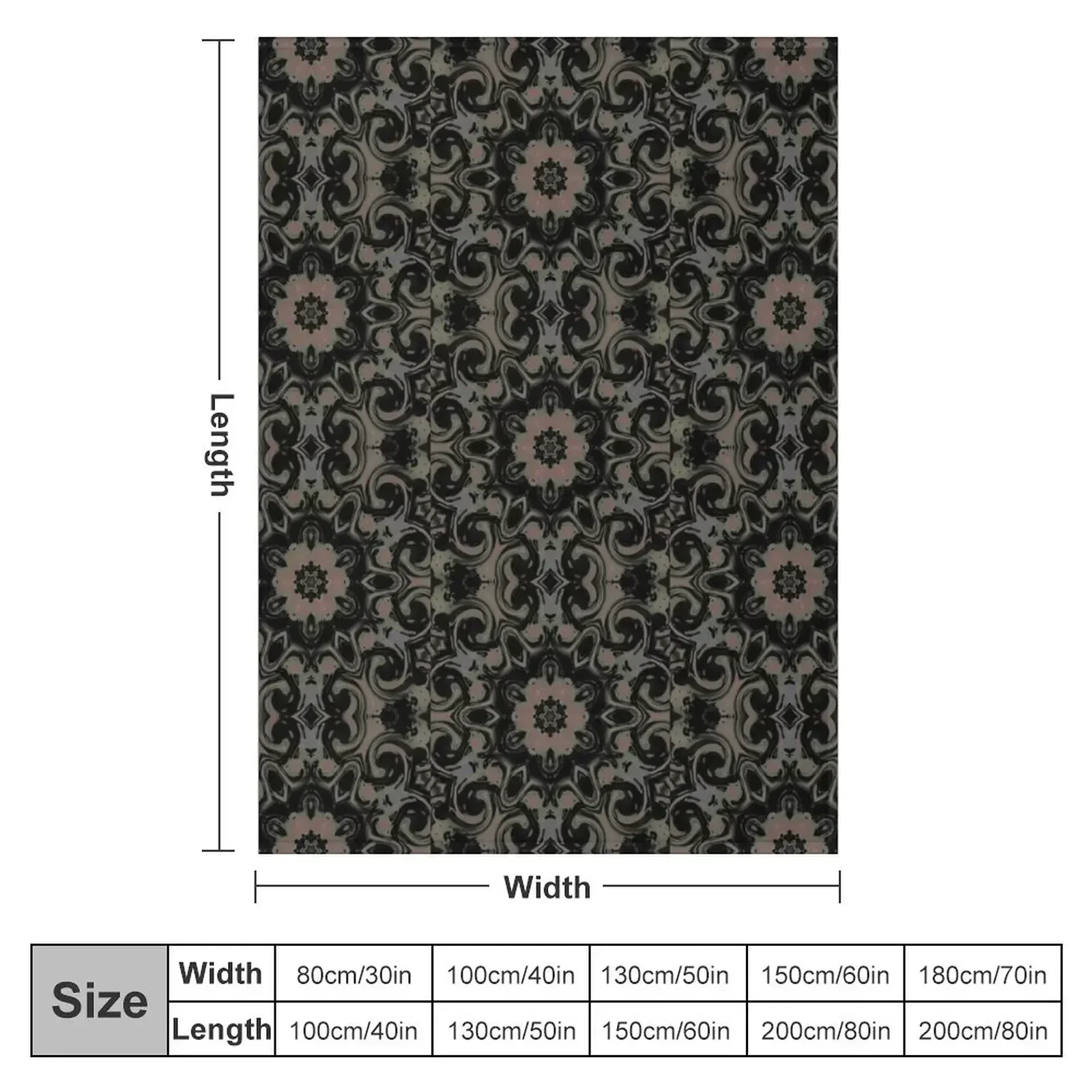 Ornate Boho Goth Pattern Throw Blanket couch cozy soft plush fuzzy picnic outdoor blanket