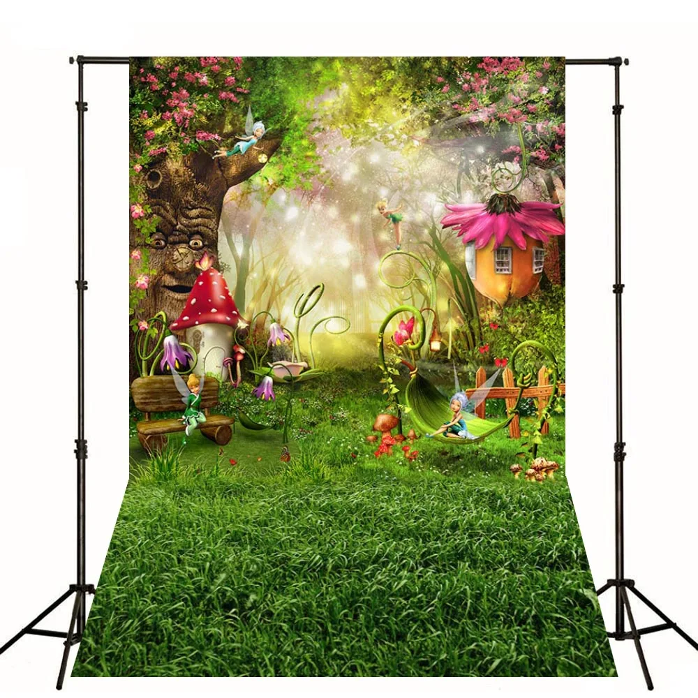 Tinker Bell Photo Backdrop Background For Photography Baby Shower Girl Birthday Party Decoration Props Supplies Banner Poster