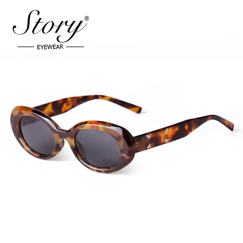 STORY Retro Tortoiseshell Oval Sunglasses for Women Men Luxury Brand Designer Sunglasses Fashion White Sun Glasses Female S20215