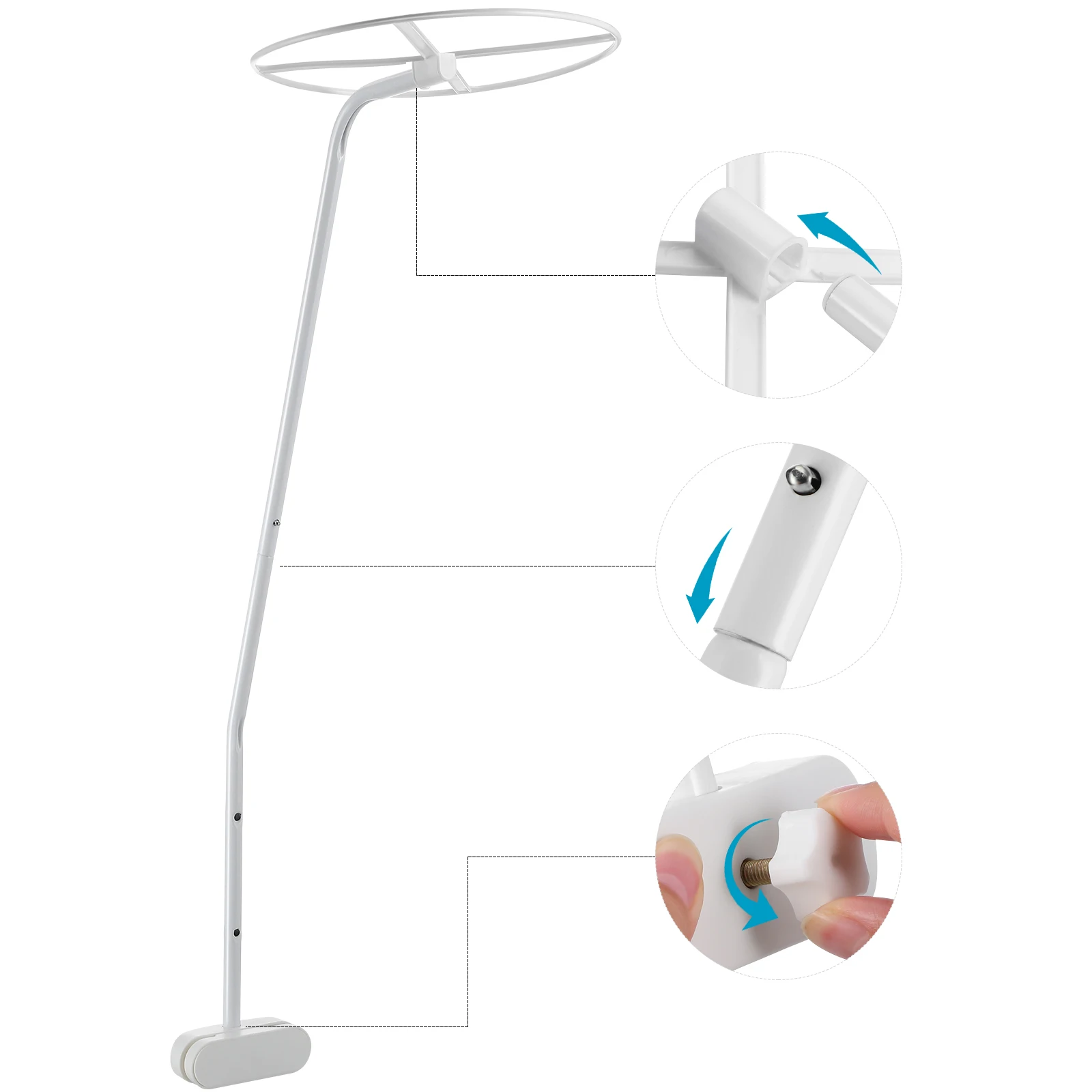 

Baby Mosquito Bracket White Metal Stand Mosquito Net Holder For Crib Crib Canopy Holder Sturdy Steel Travel Size Fits Bed