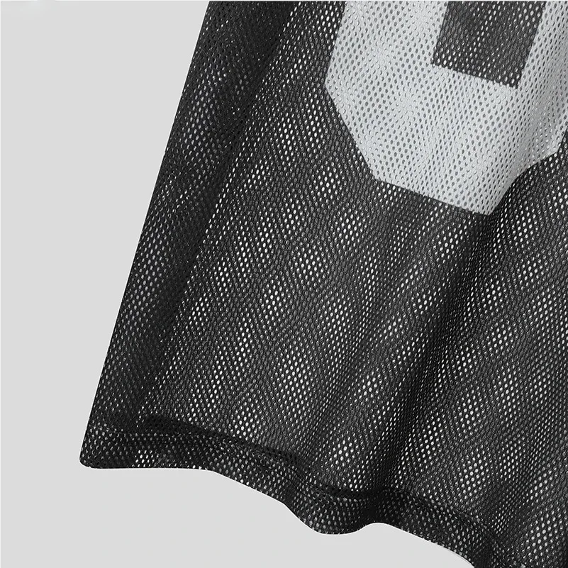 Herren 80 Nummer Bedrucktes Mesh T-Shirt Lässiges Kurzarm-Rundhals-Shirt Durchsichtiges Streetwear Übergroßes Fußball-Trikot-Stil Oberteil – Detail 8