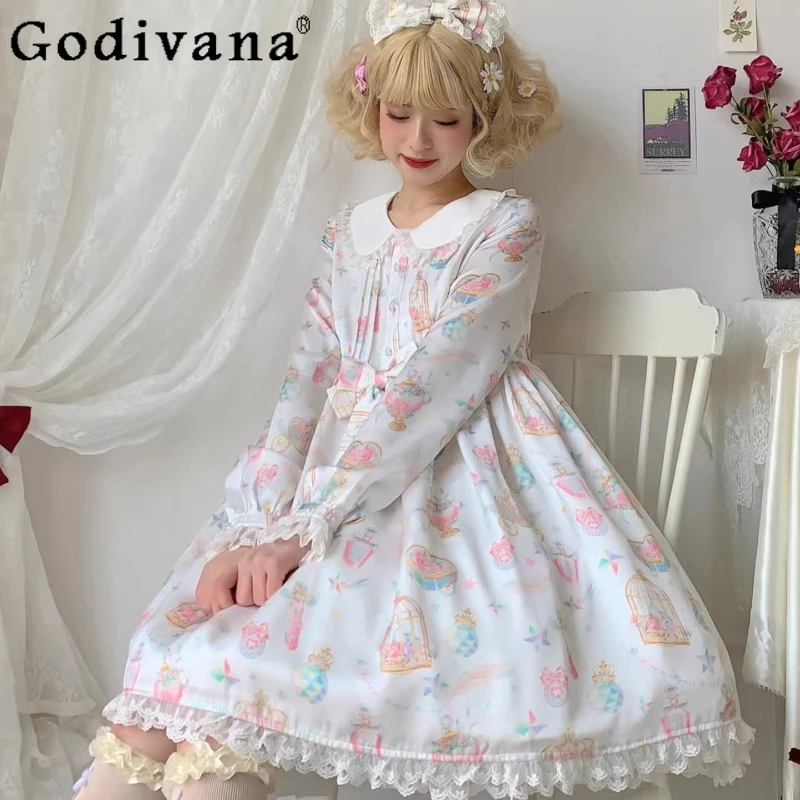 

Sweet Lolita Dress for Girls Japanese Sweet Lolita Style Lolita OP Autumn Winter Dress Women's Cute Long Sleeve Dress