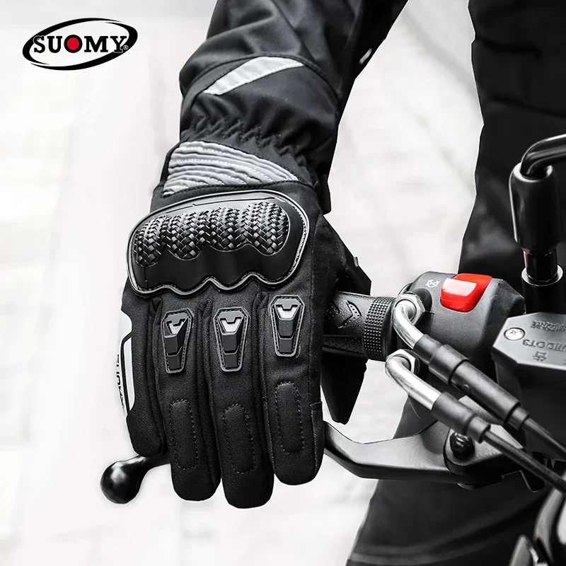 

SUOMY Winter Men Women Motorcycle Gloves Long Waterproof Warm Riding Gloves Full Finger Anti-fall Touch Screen Ski Riding Gloves