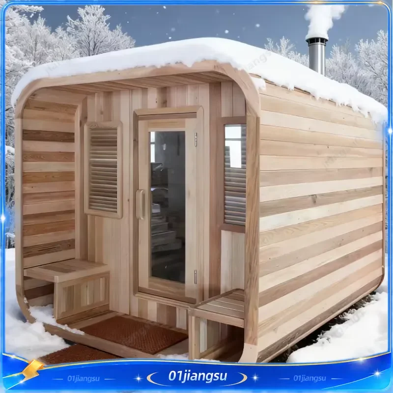 3 4 Person Indoor Outdoor Infrared Sauna Room Canadian Red Cedar Wood Dry Steam Bath Cabin With Digital Control Panel Home