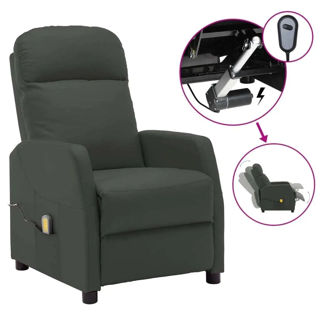 Anthracite Faux Leather Massage Recliner Chair - Comfort & Style for Home Relaxation