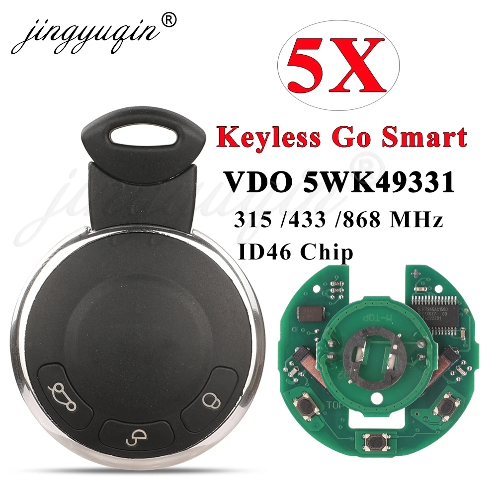 jingyuqin 5szt Keyless Go Smart Remote Car Key do BMW Mini Cooper R56 Cabrio R57 Clubman Countryman R60 R61 Fob 315/433/868MHz