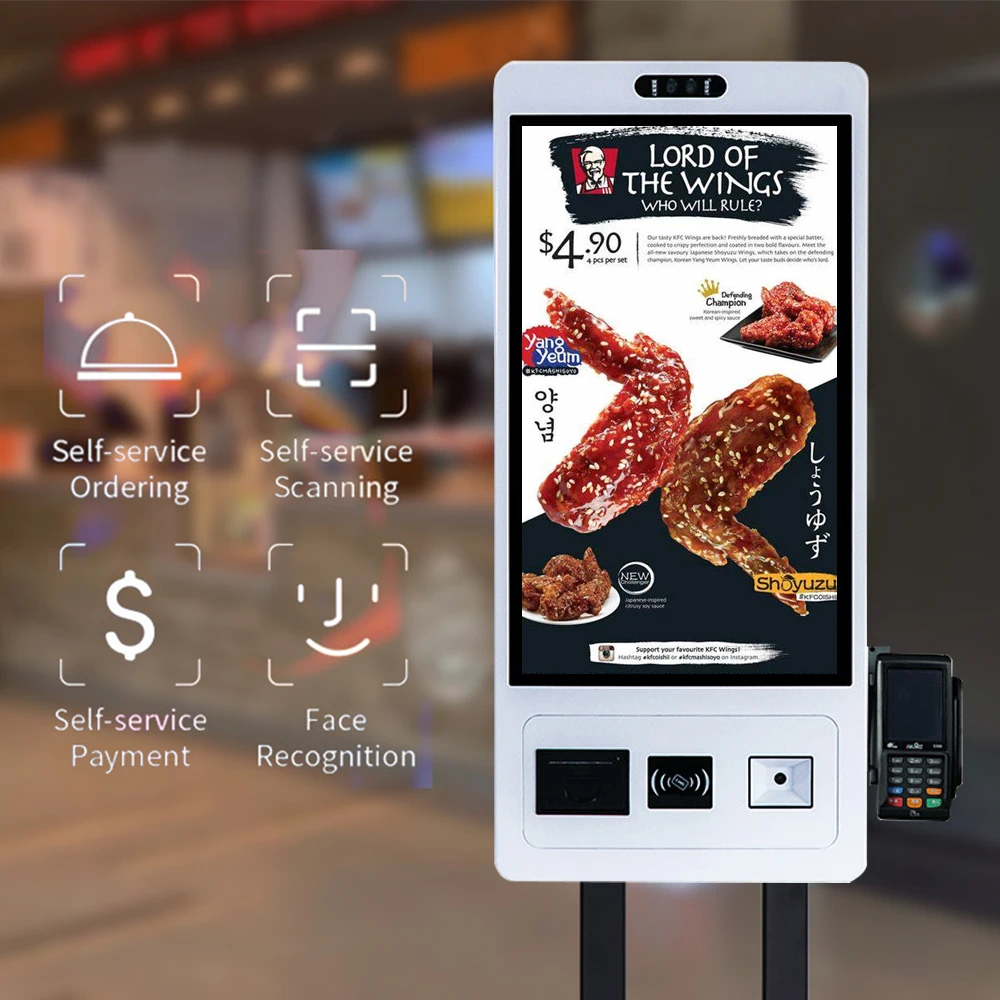 أفضل بيع شاشة تعمل باللمس كشك POS Resturan 15.6/21.5/23.8/32/43 بوصة نوعية جيدة الإسكان المعدني مع حامل الأرضية سعر جيد