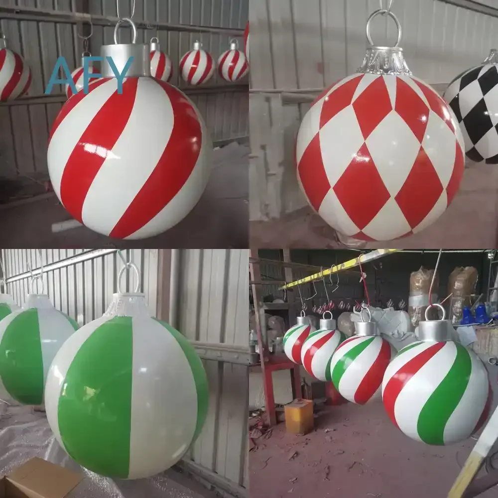 Life Size Christmas Ornaments for Indoor Outdoor Decorations Giant Colorful Resin Fiberglass Plastic Balls Holiday Tree Decor
