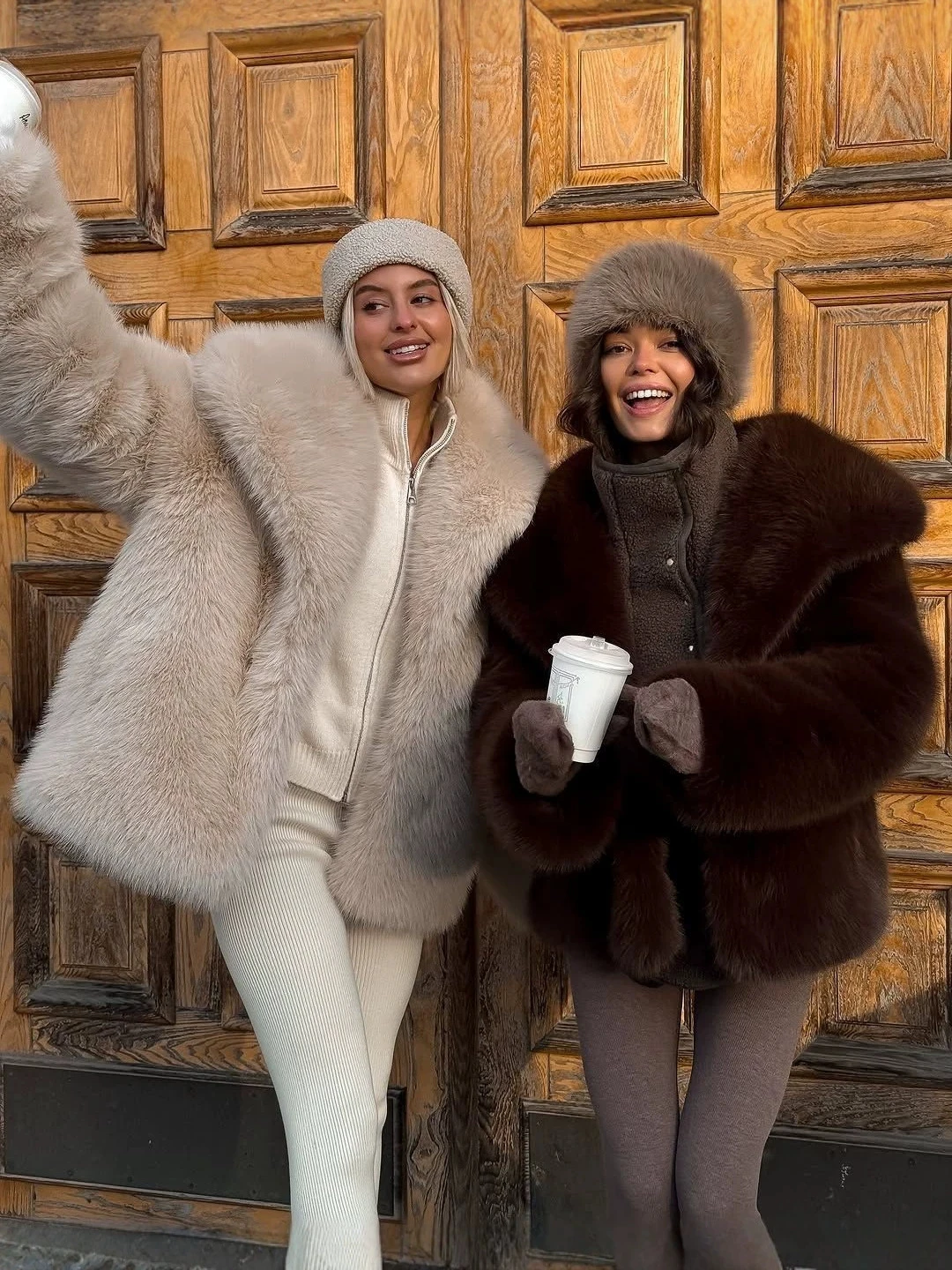 Women Winter Fluffy Faux Fur Coat 2026 Oversized Lapel Warm Open Front Jacket Plush Beige Outwear Elegant Streetwear