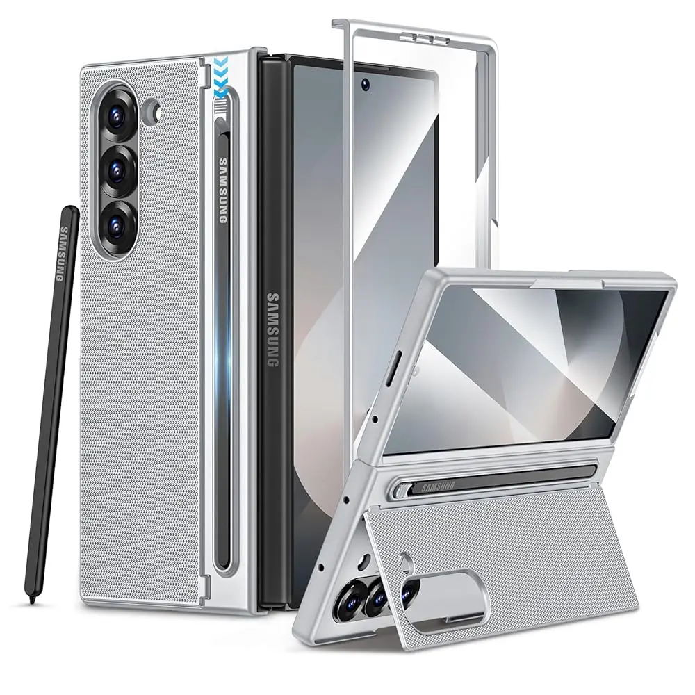 

for Galaxy Z Fold 6 Case, with Built-in Screen Protector and Kicktand & S Pen Holder Support Wireless Charging Protective Ph