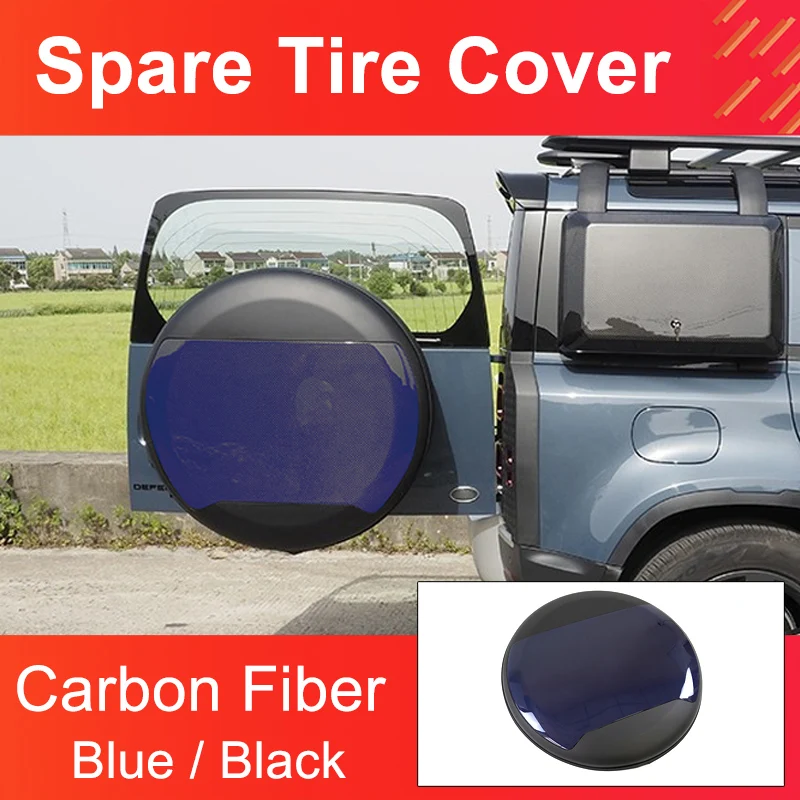 Carbon Fiber Spare Tire Cover for Land Rover Defender 90 110 Carbon Fiber with Waterproof Hole Rear Spare Wheel Tire Coer