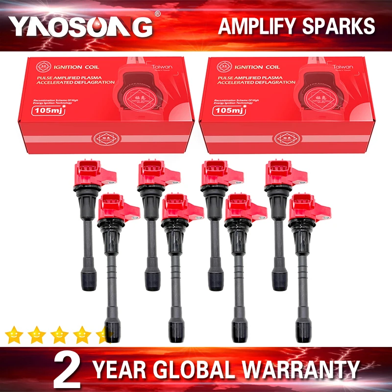 

8PCS PERFORMANCE IGNITION COIL UF677 22448-1LA0B UF650 22448-1LA0A FOR INFINITI QX56 QX80 NISSAN ARMADA 5.6 V8 VK56