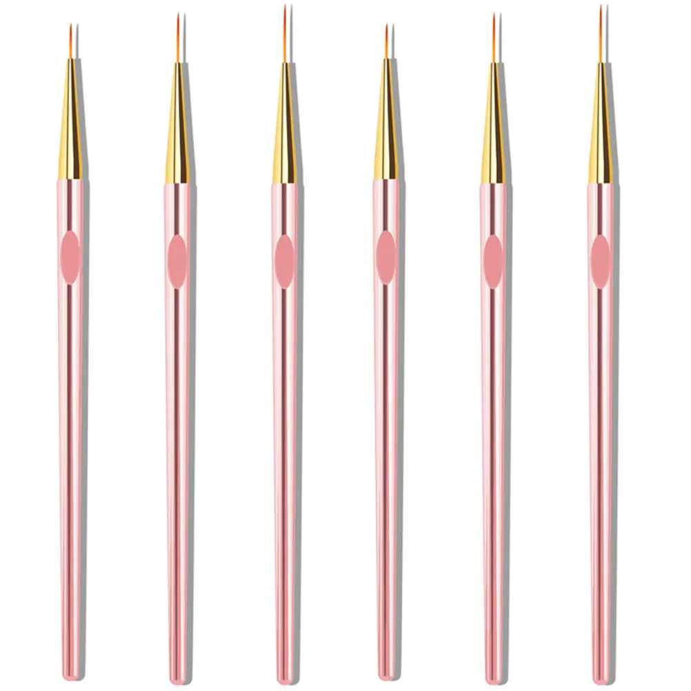 6Pcs Premium Rose Gold Nail Art Liner Pens Smooth Writing Manicure Drawing Tools for Nail Design Compact Size Convenient to