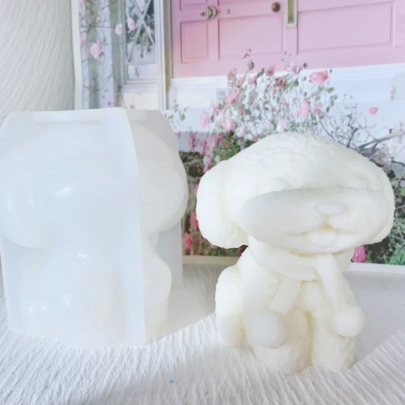 Scarf Poodle Candle Silicone Mold DIY Puppy Teddy Silicone Mold Cake Ice Cube Chocolate Furnishers