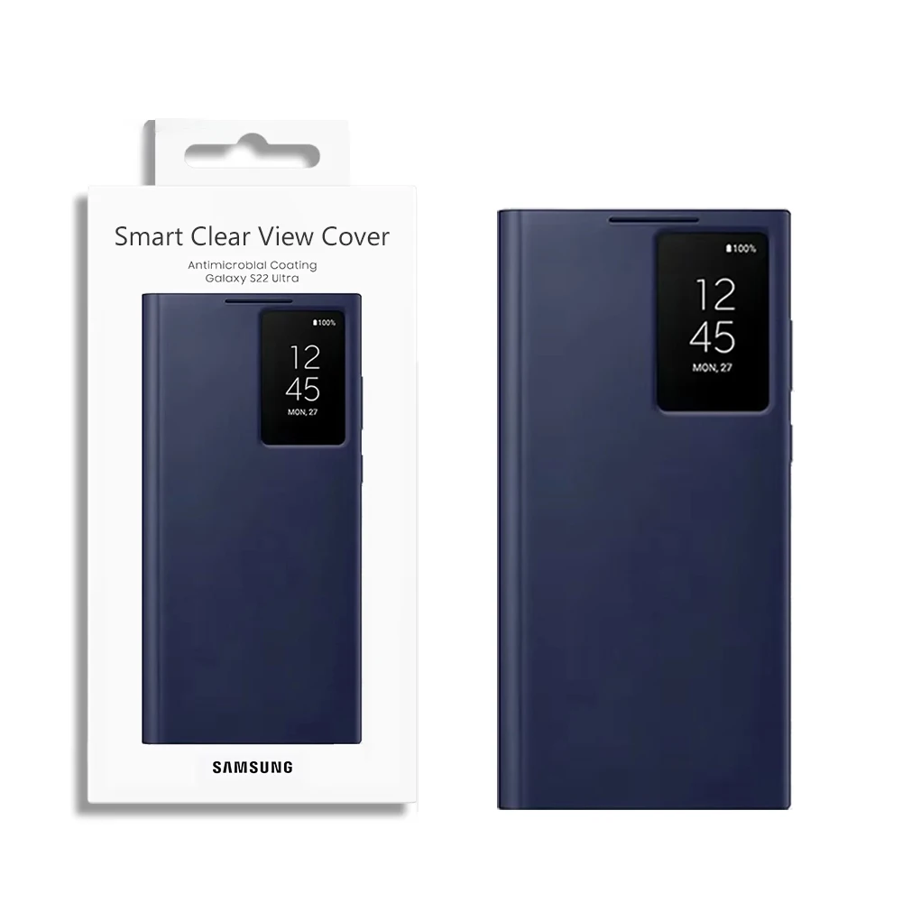 Originele Voor Samsung Galaxy S22 Ultra Smart Clear View Cover Galaxy S22Ultra S-View Flip Smartphone Cover EF-ZS908