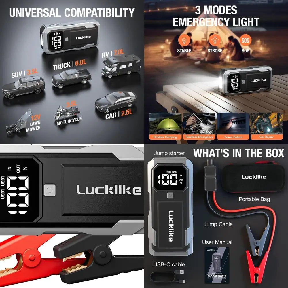 

Портативный автомобильный аккумулятор, аккумулятор для стартера, аккумулятор для дизельных двигателей 8,0 л/7,0 л, переходник 12 В с портативным зарядным устройством