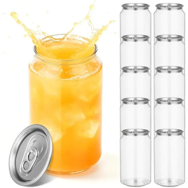 10/50Pcs Clear Empty Juice Bottles With Aluminum Screw Caps, Food‑Grade Transparent Beverage Containers for Juice, Milk Tea