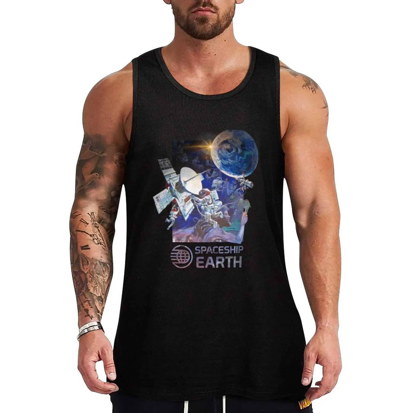 

Our Spaceship Earth Tank Top Men's sleeveless gym shirts gym clothing Vest for boy