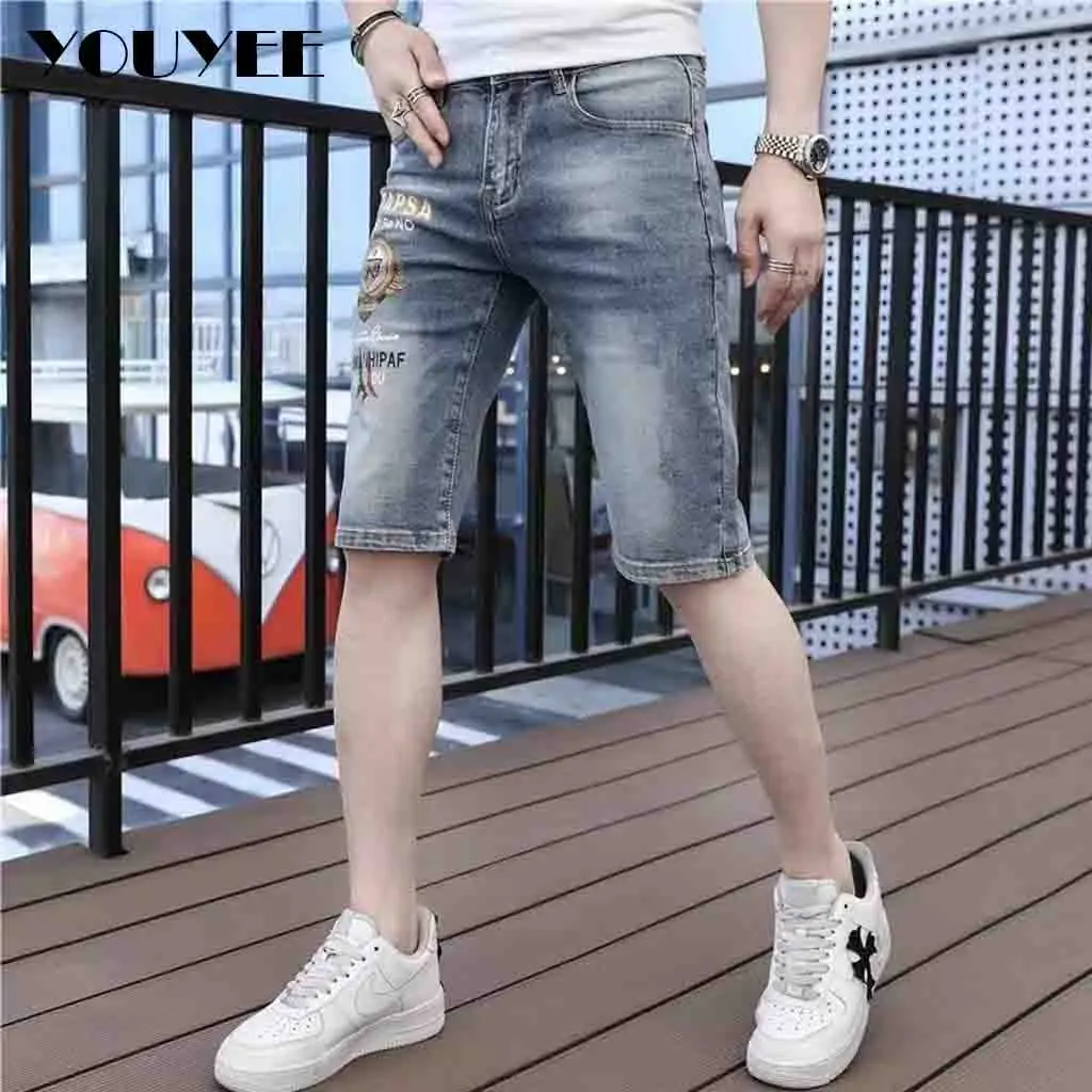 Jeans Men's Shorts Pants Summer Denim Knee Length Shorts Male Casual Trend Thin Youth Fashion 2022 Streetwear  Straight shorts