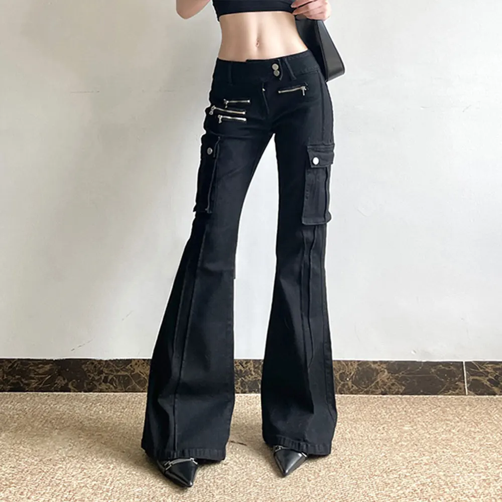 

Mia Muse Select Autumn Jeans 2025 Women's Streetwear Denim Plain Full Length Zipper Ripped Pockets Natural Waist Chic Jeans