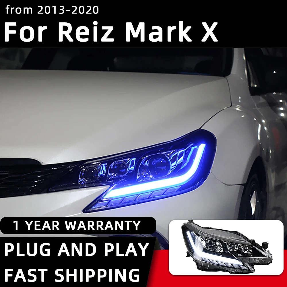 تصفيف السيارة المصابيح الأمامية ل مارك X LED المصباح 2013-2020 ريز رئيس مصباح DRL ديناميكية إشارة العارض عدسة اكسسوارات السيارات الخلفية #3