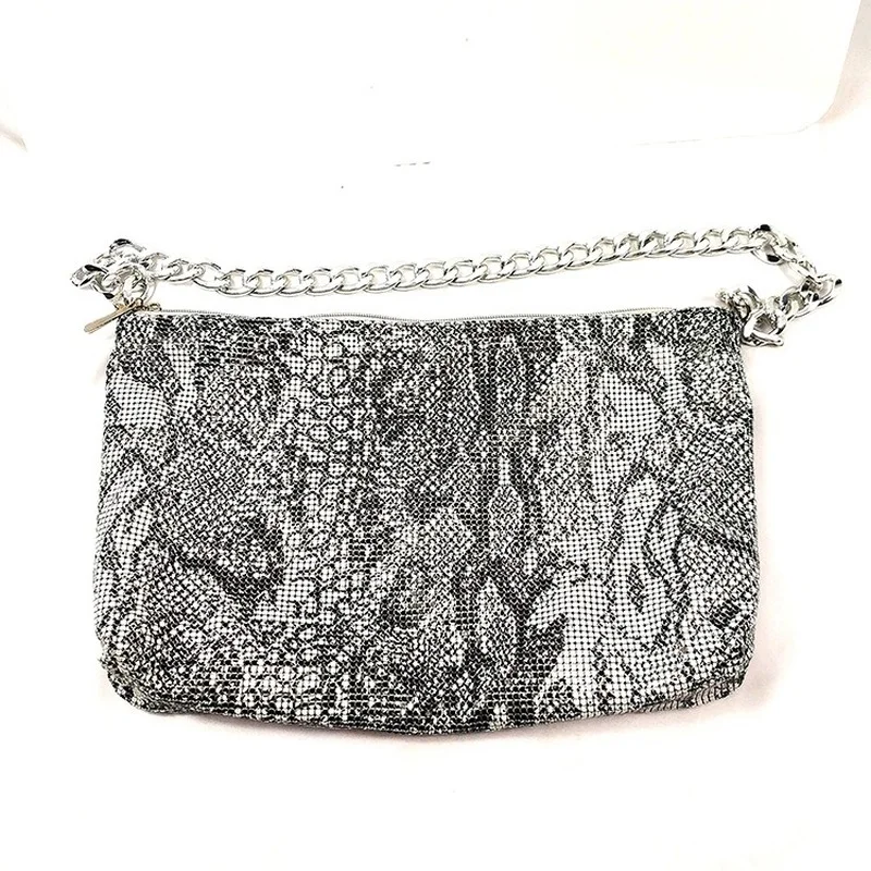 2022 New Sequin Thick Chain Large Capacity Shoulder Snake Print Designer Handbags for Women Luxury Handbags Women Bags Designer