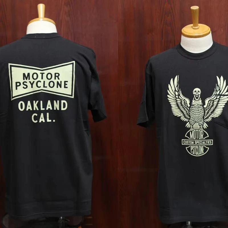 2026 Biker Eagle Skull Double‑Sided Graphic T‑Shirt For Kids Adults Retro Motorcycle Culture Loose Fit Short Sleeve Casual Tee