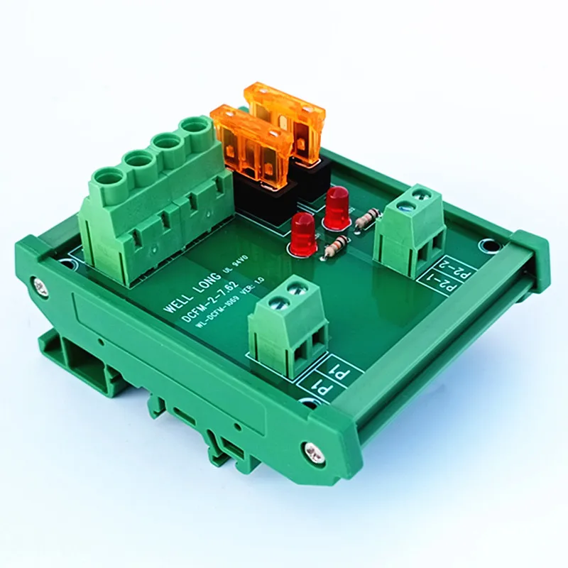 DIN Rail Mount Power Distribution Module Board 2 Position Fuse for AC/DC 5-32V