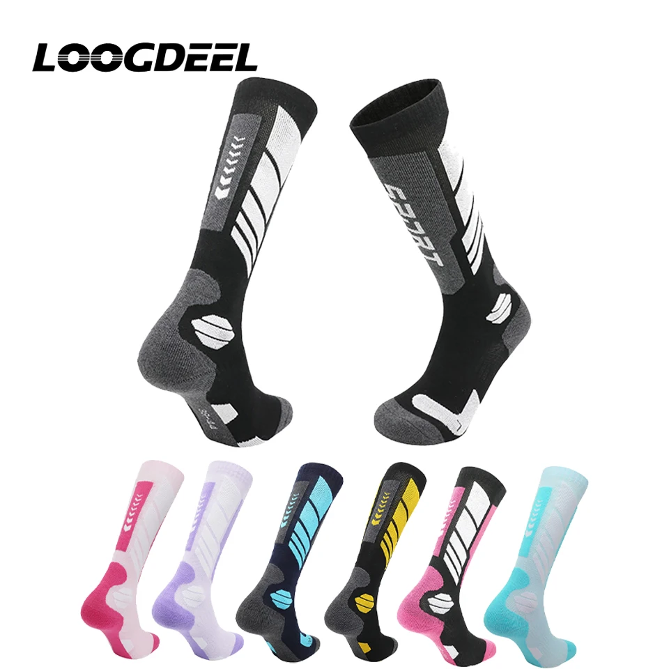 

LOOGDEEL утепленные зимние уличные высокие носки для альпинизма, мужские и женские носки, впитывающие пот, лыжные носки, спортивные носки